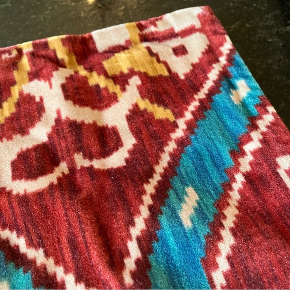 New Pottery Barn Zoey Printed Pillow Cover, Red Ikat Velvet, Bright Holiday, 18" - Picture 8 of 11